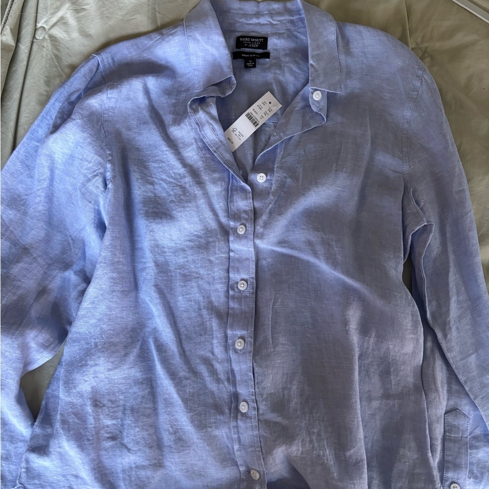 J. Crew Light Blue Linen Button-Down Shirt